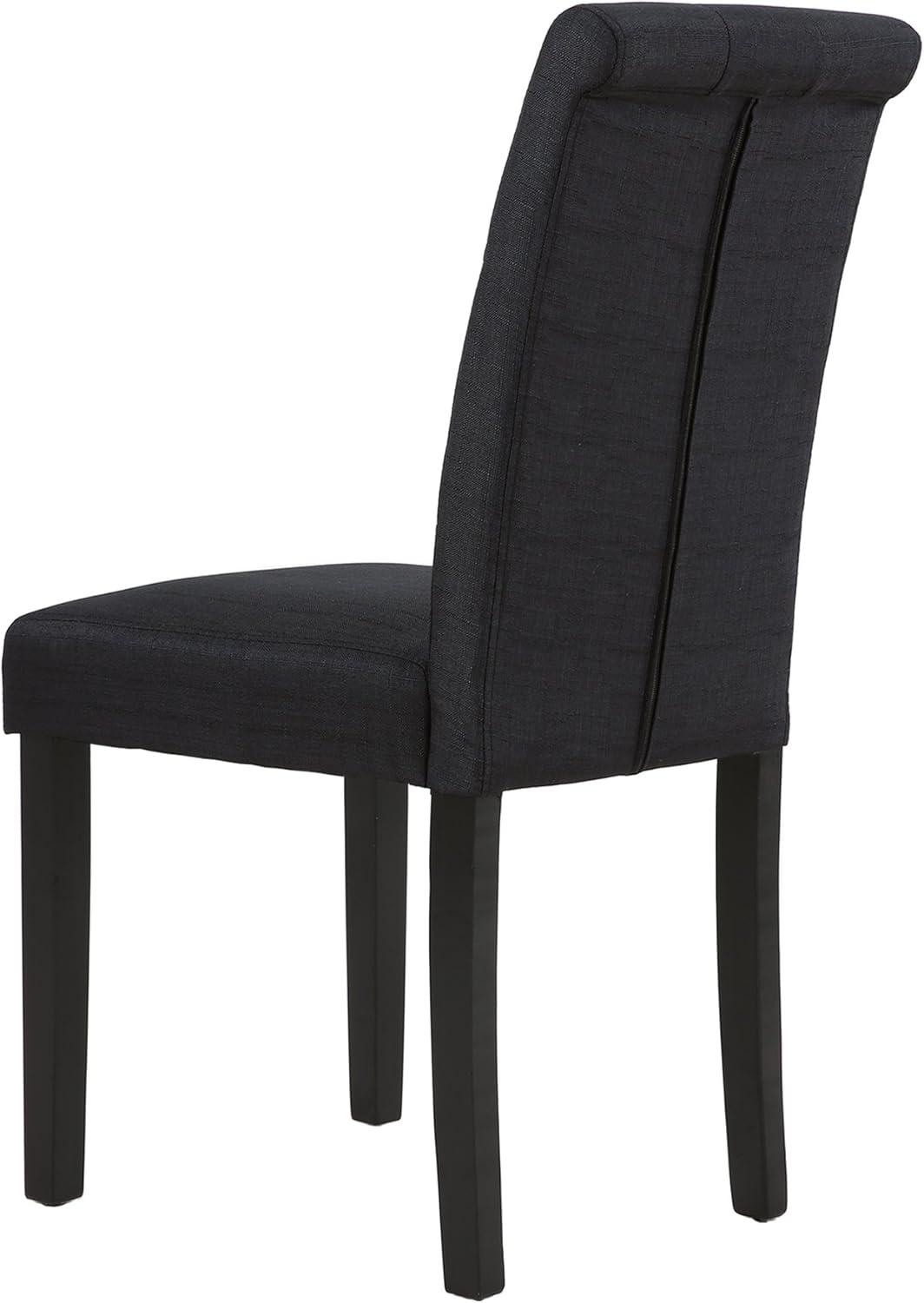 Button-Tufted Charcoal High Back Fabric Upholstered Dining Chairs, Set of 2