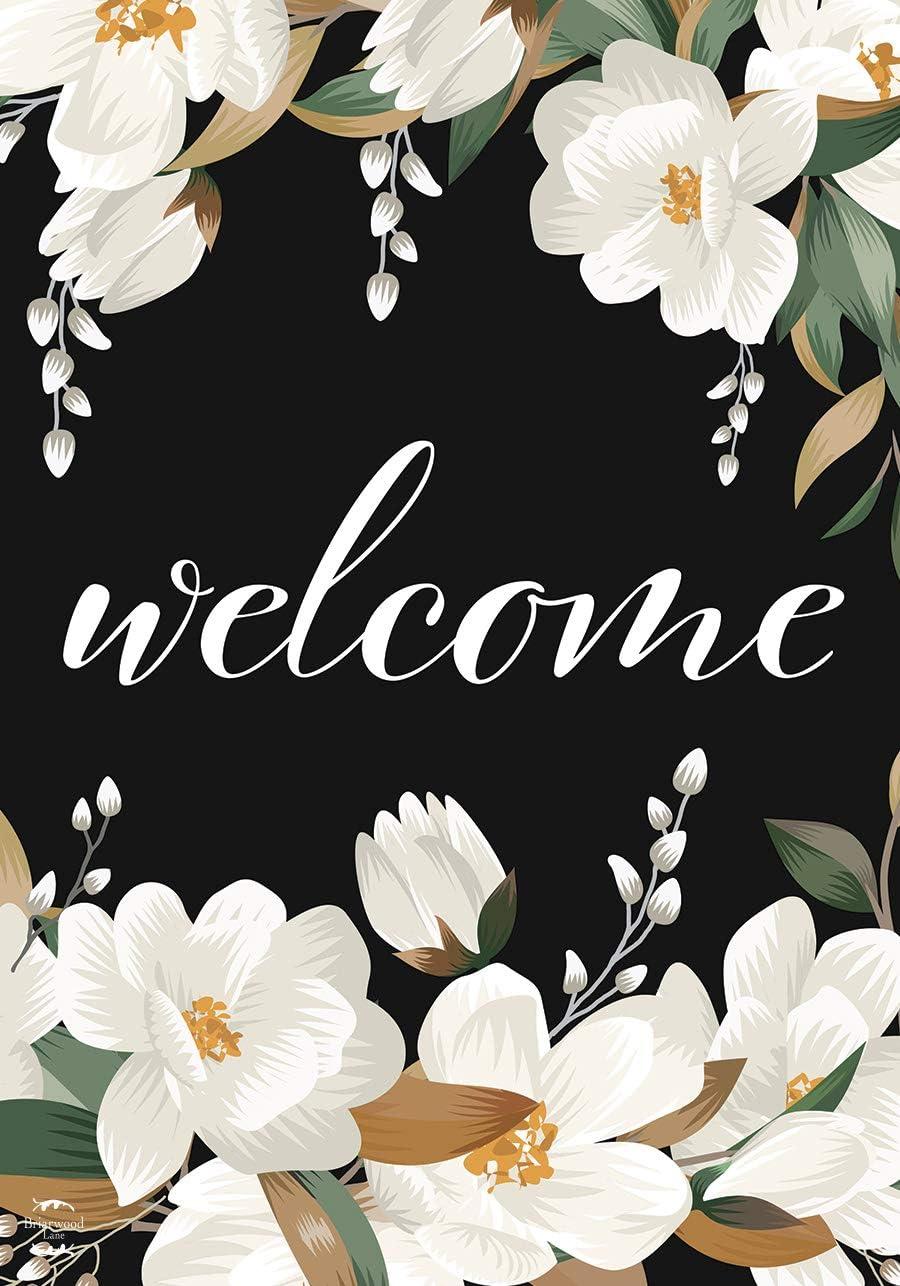 White Magnolias Welcome Spring Garden Flag 12.5" x 18" Polyester