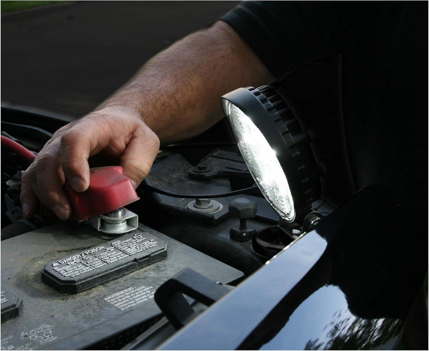 Buyers Products 1492130 4" MMF7 Round LED Flood Light w/Magnetic Mounting Base, 6 LEDs, 1,140 Lumens, 30" Lead Length, Work Flood Light For Trucks, Trailers, ATVs, RVs & More