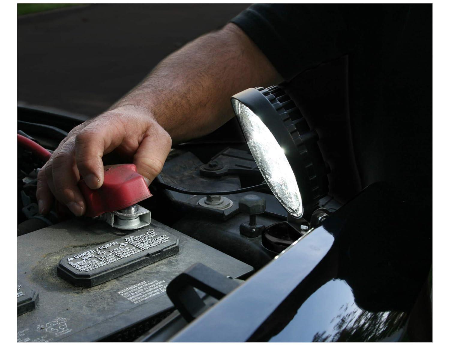 Buyers Products 1492130 4" MMF7 Round LED Flood Light w/Magnetic Mounting Base, 6 LEDs, 1,140 Lumens, 30" Lead Length, Work Flood Light For Trucks, Trailers, ATVs, RVs & More