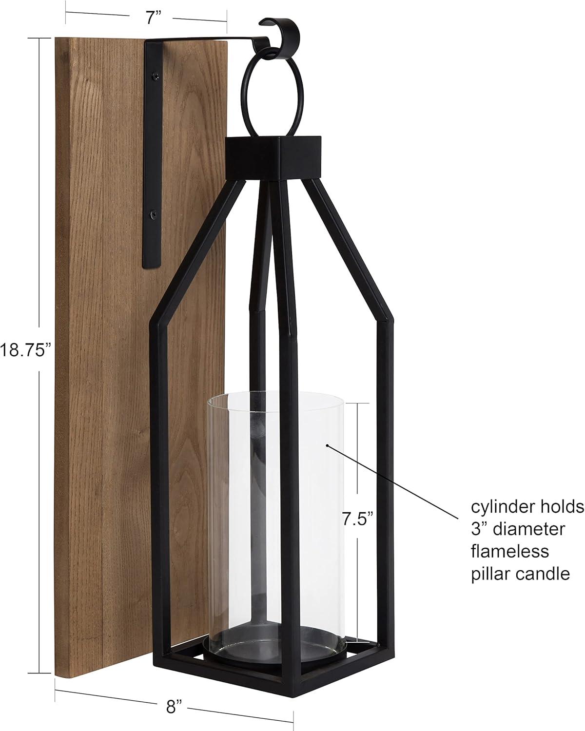 Kate and Laurel Oakly Rectangle Wood Wall Sconce, 7x18, Gray