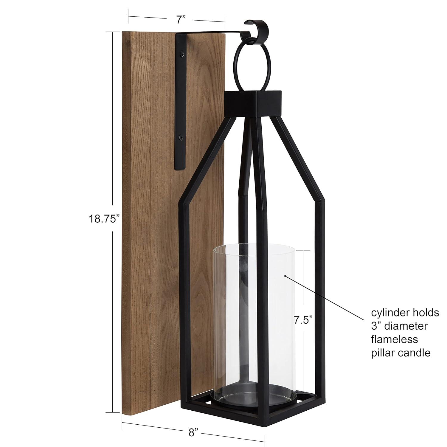 Kate and Laurel Oakly Rectangle Wood Wall Sconce, 7x18, Gray
