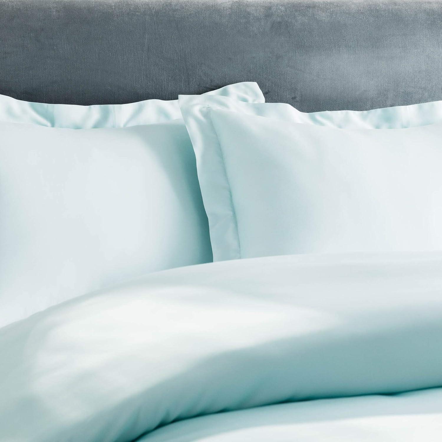 Oversized Queen Light Blue Bamboo Rayon Duvet Cover Set