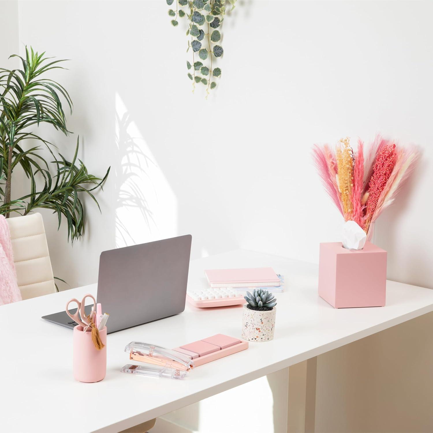 Blush Pink Resin Square Tissue Box Cover