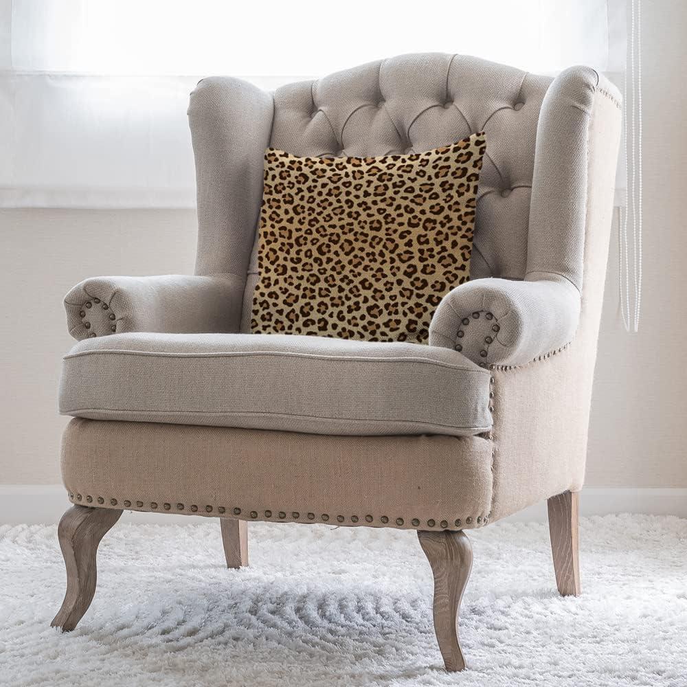 Leopard Throw Pillow Cover,Animal Leopard Print Soft Square Cushion Case Covers Home Decor for Couch Sofa Bedroom Car Office 18x18 Inch Pillowcases