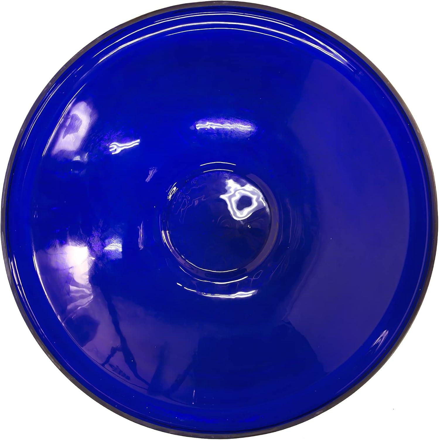 Achla Designs Crackle Glass Birdbath Bowl with Stake, 14-in, Cobalt Blue