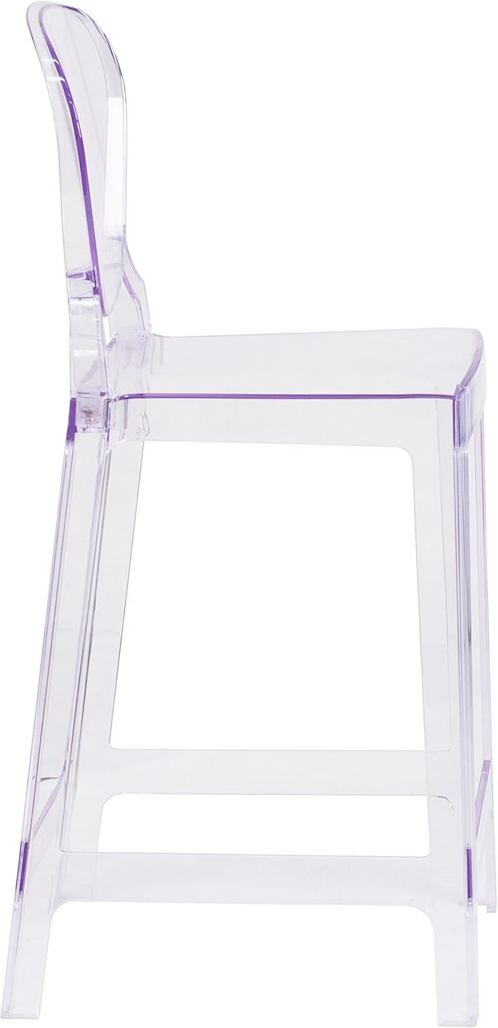 Flash Furniture Ghost Counter Stool with Tear Back in Transparent Crystal