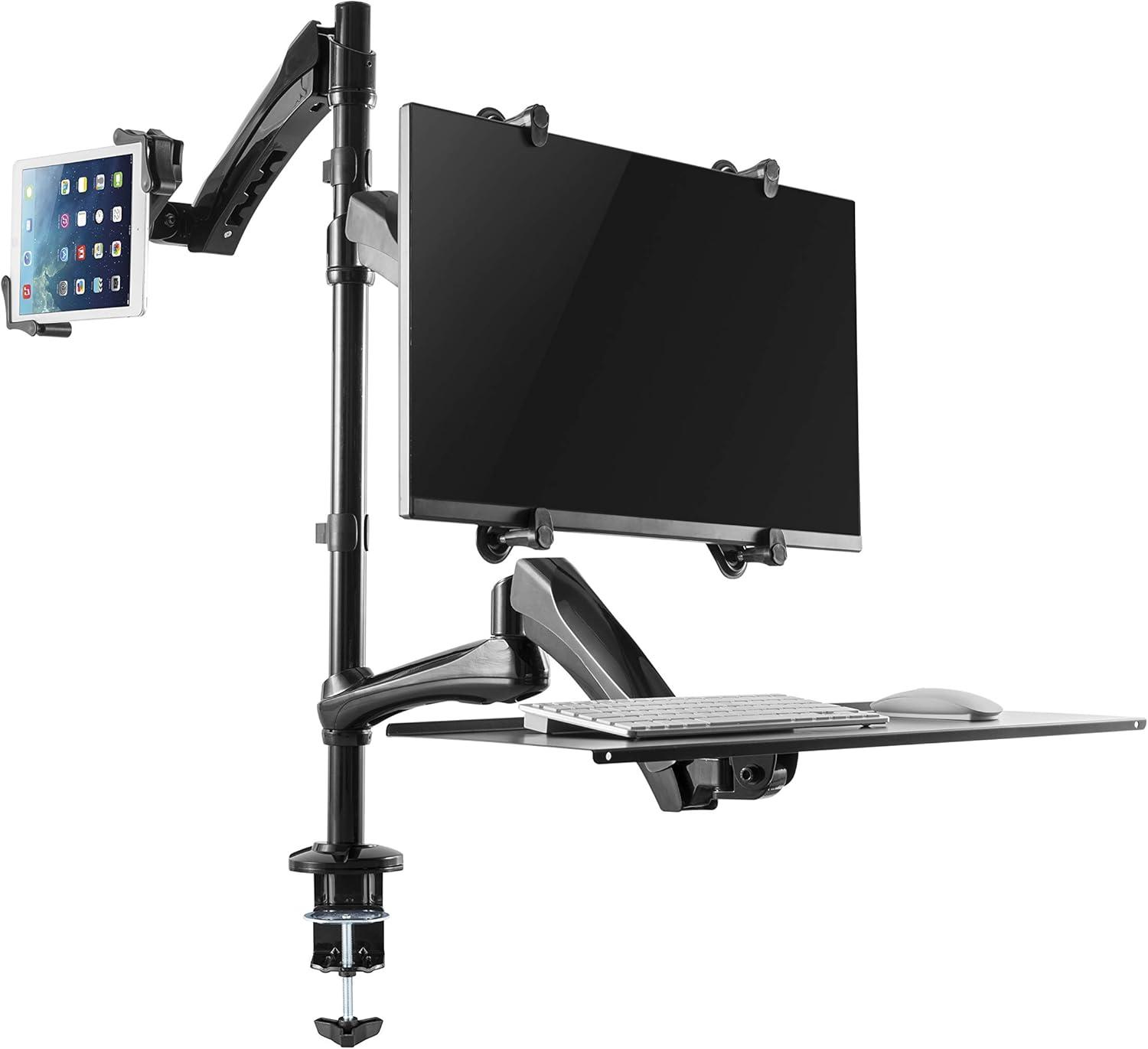 Cta Digital Pad-2amtk 2-in-1 Adjustable Monitor & Tablet Mount Stand With Keyboard Tray