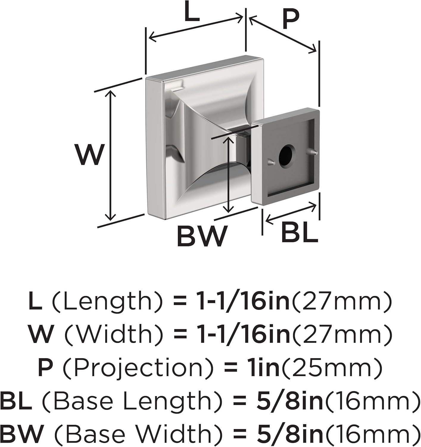 Polished Chrome Square Cabinet Knob with Mounting Hardware