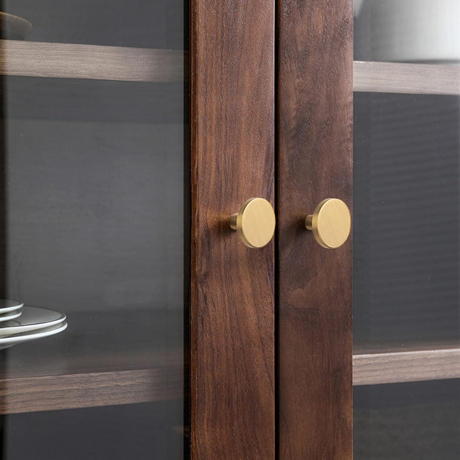 WEAVERBIRD 4 Pieces Round Cabinet Knobs Brushed Gold, Zinc Alloy Kitchen Cabinet Hardware Cupboard Knobs Small Drawer Knobs