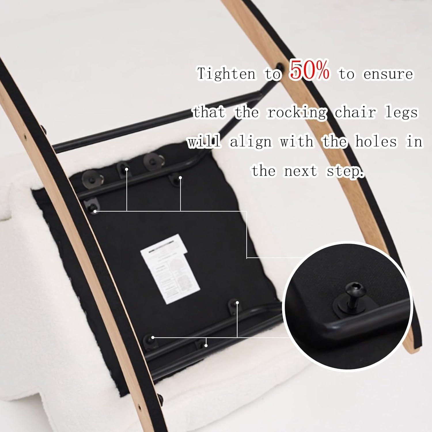 Nursery Rocking Chair Teddy, Upholstered Glider Rocker with High Backrest, Comfortable Stylish Accent Armchair with Padded Seat for Living Rooms, Bedrooms, Offices