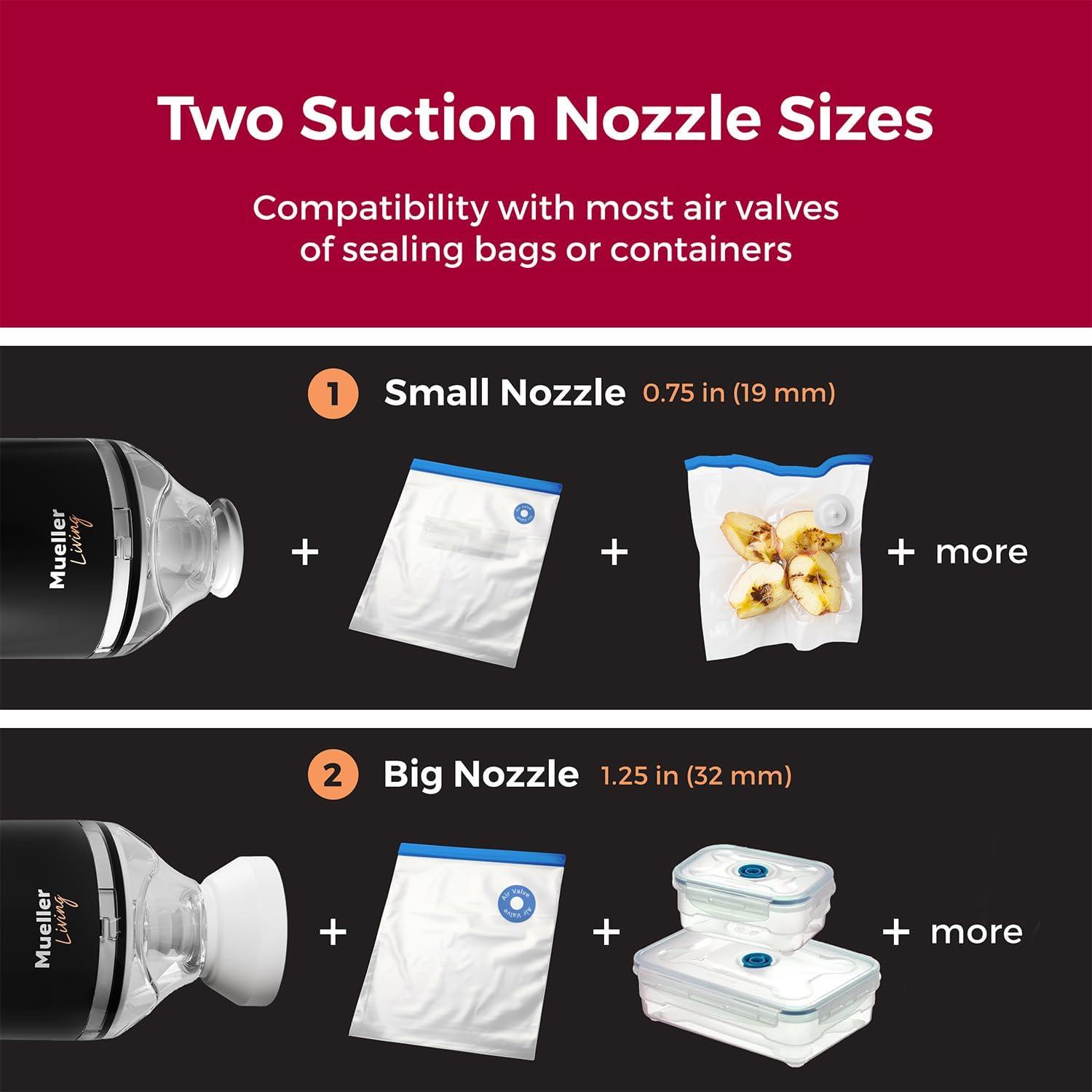 Mueller Food Storage Vacuum Sealer, Cordless with 4 Starter Bags, Black