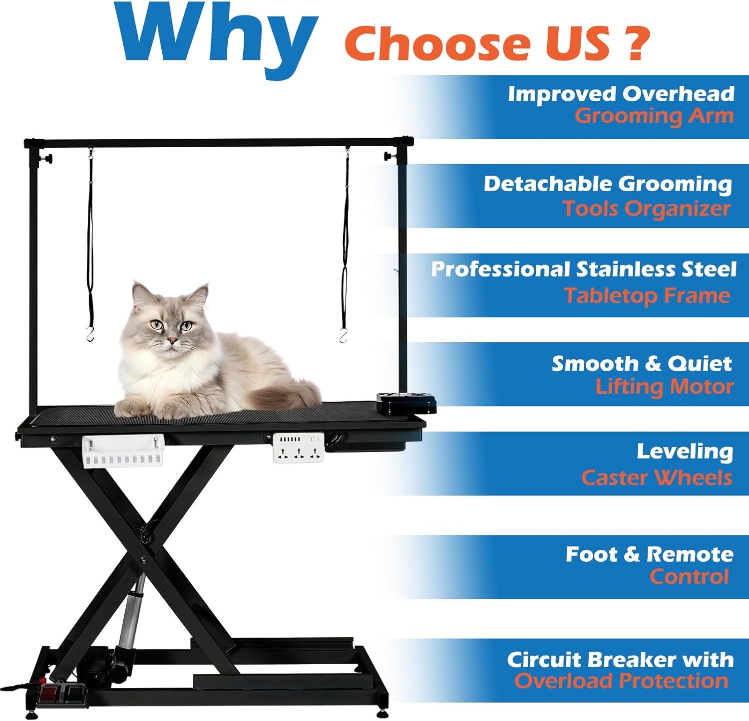 babevy 50'' Electric Dog Grooming Table, Heavy Duty, Height Adjustable Pet Grooming Table | Wayfair