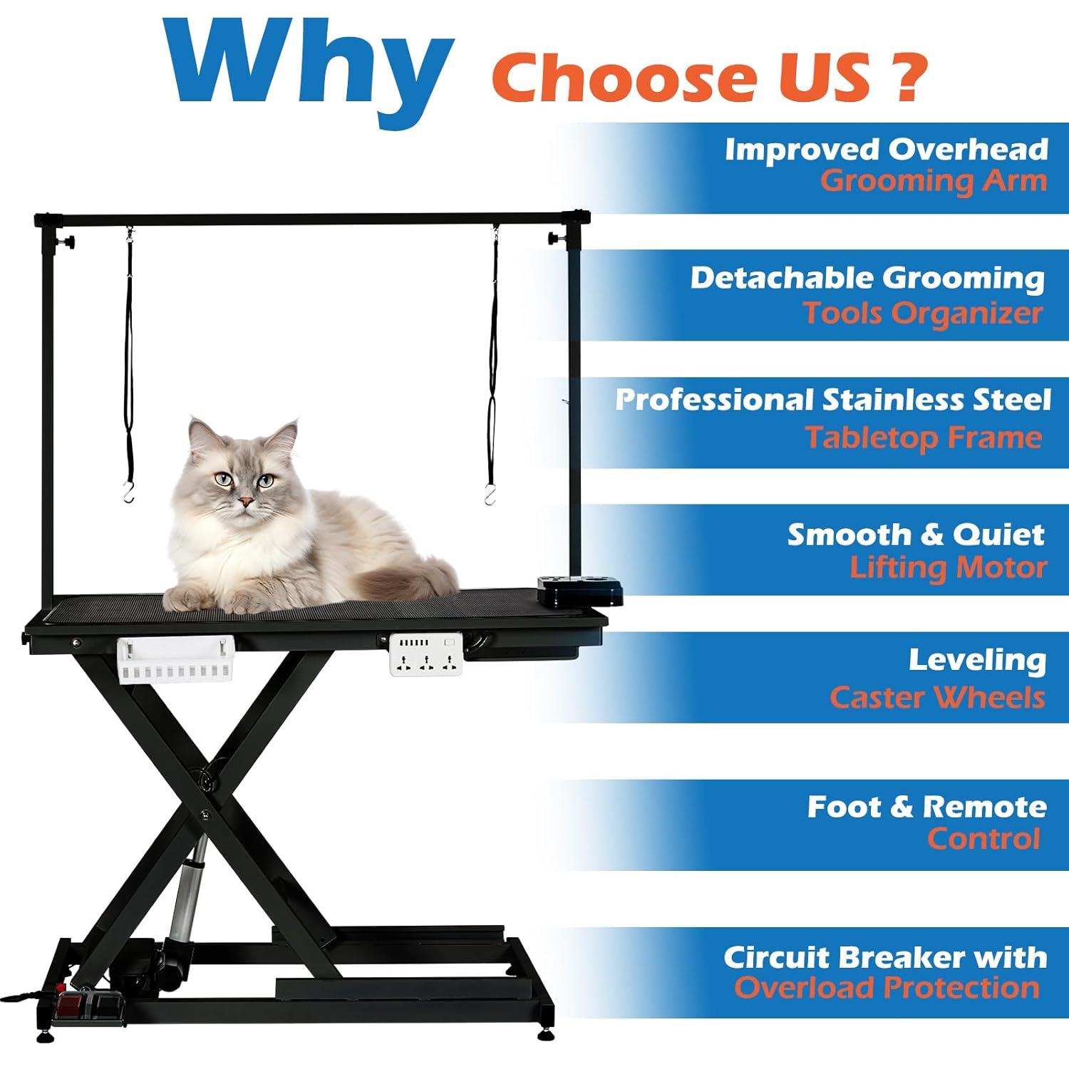 babevy 50'' Electric Dog Grooming Table, Heavy Duty, Height Adjustable Pet Grooming Table | Wayfair