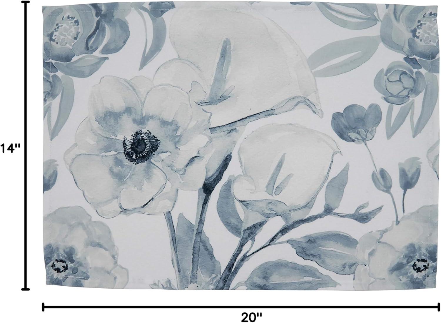 Watercolor Floral Print Fabric Placemats Set of 4