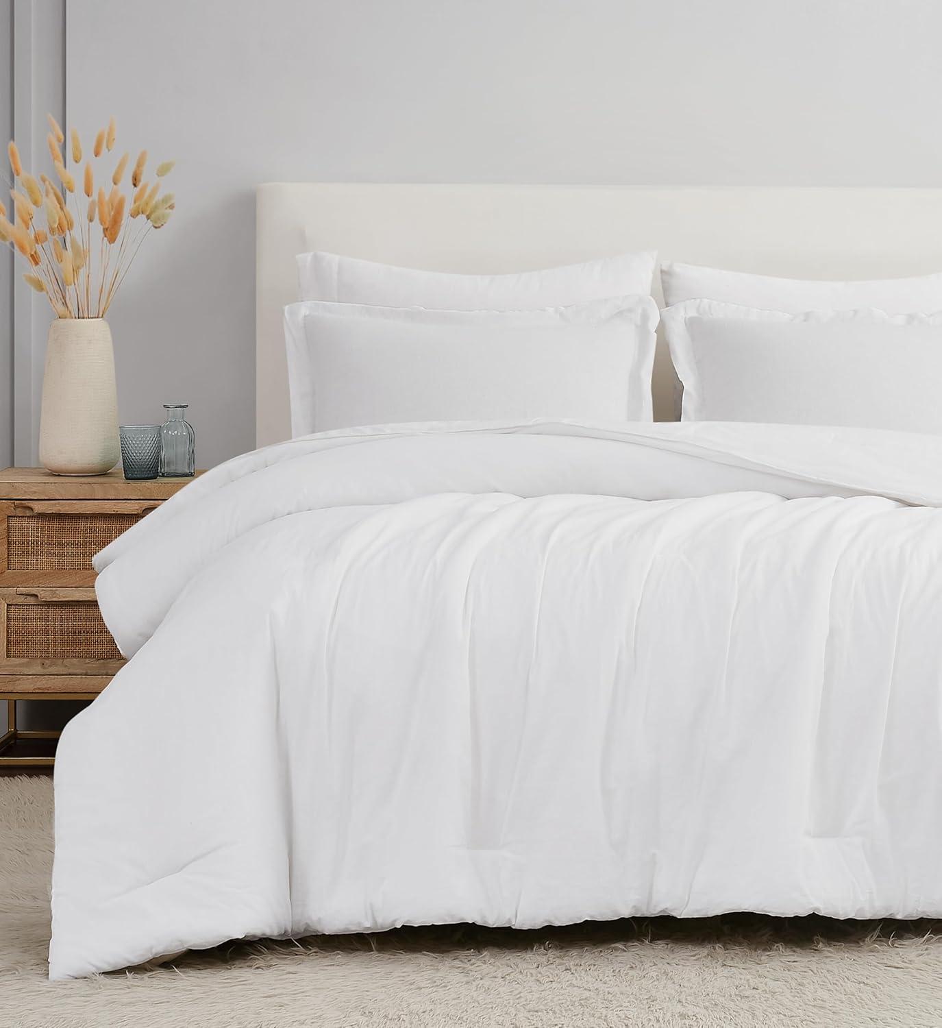 Brooklyn Loom 3pc Full/Queen Flax Linen Comforter Set White