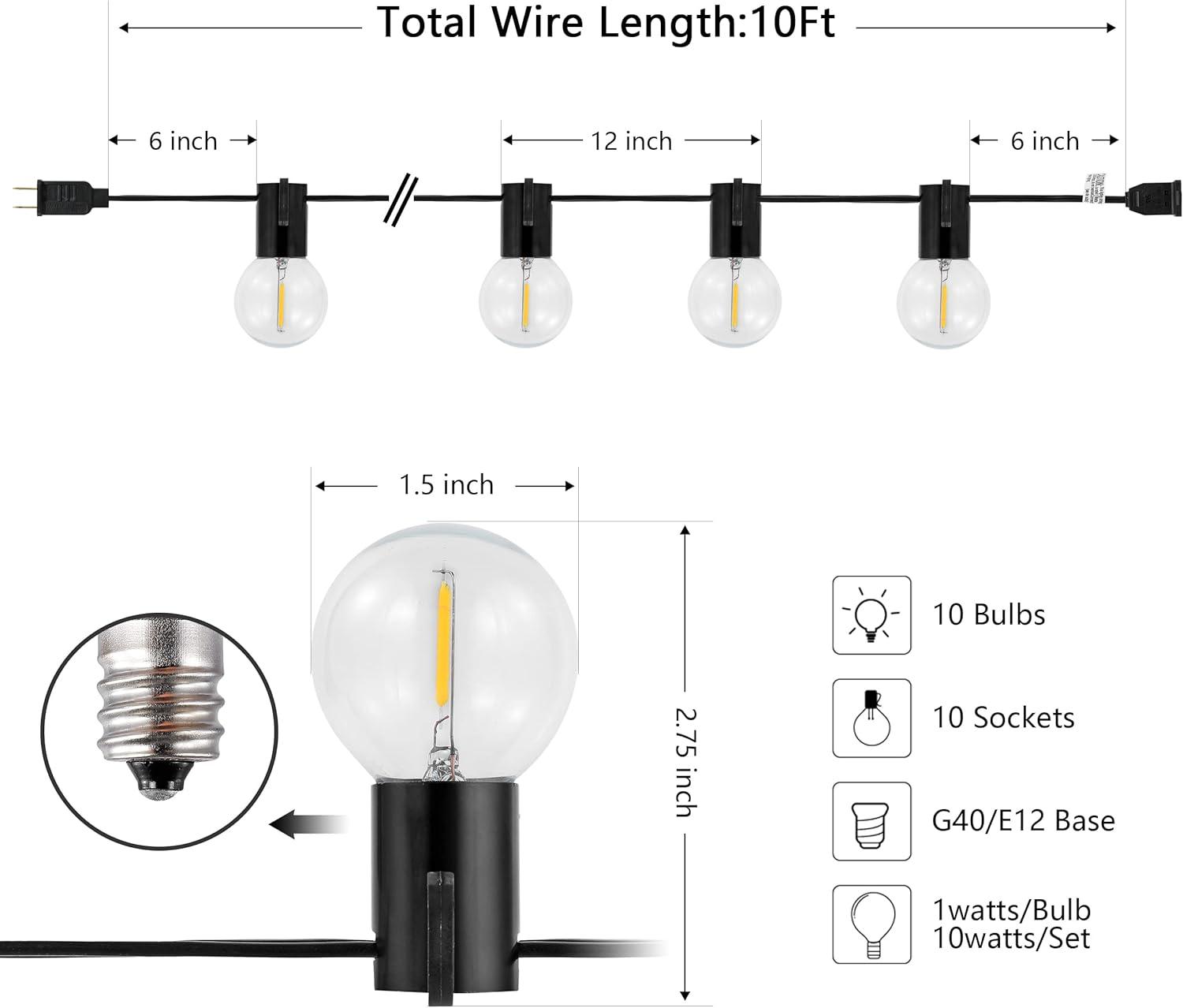 Huron Led Outdoor String Light - Black - Safavieh..