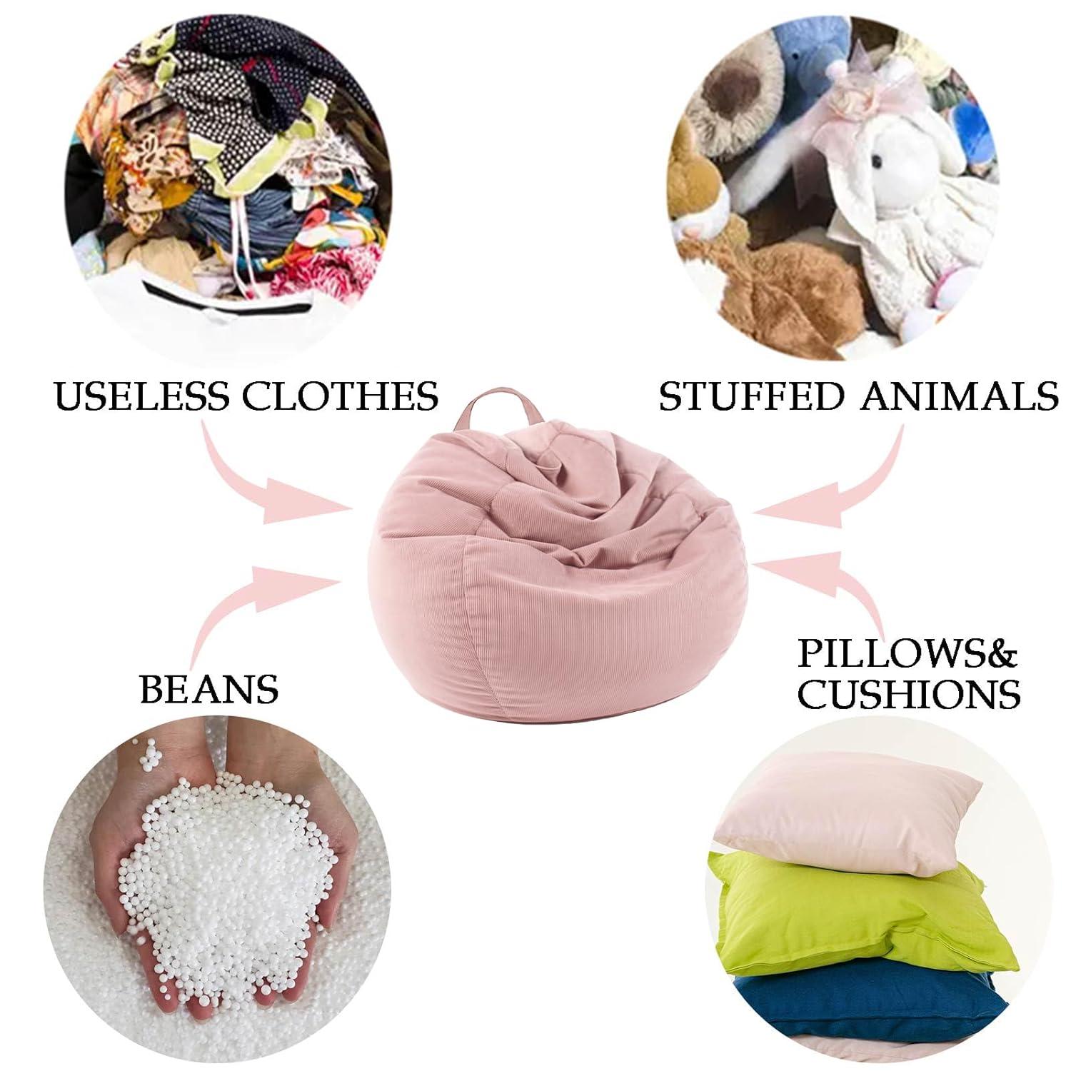 LPMOERA Stuffed Animal Storage Bean Bag Chair Cover (No Filler) for Kids and Adults.Pets Dogs/Cats Lazy Beds.Soft Premium Corduroy Stuffable Bean Bag for Organizing Children Plush Toys or Memory Foam