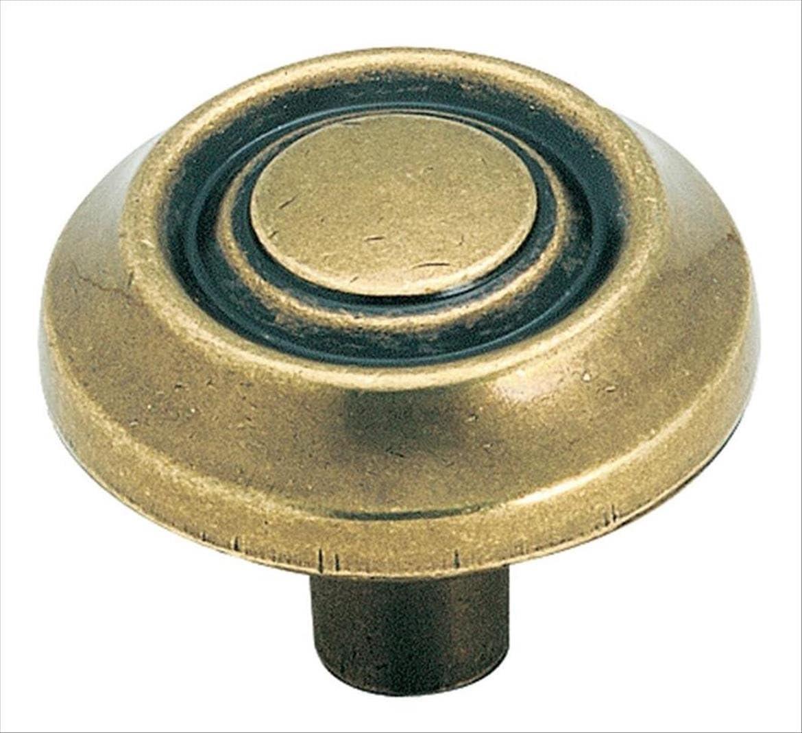 Burnished Brass Round Traditional Cabinet Knob with Mounting Hardware