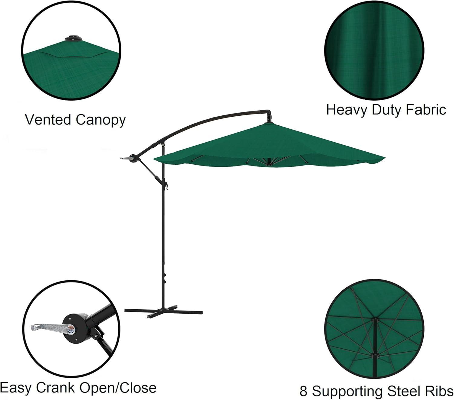 10 ft Hunter Green Aluminum Cantilever Patio Umbrella