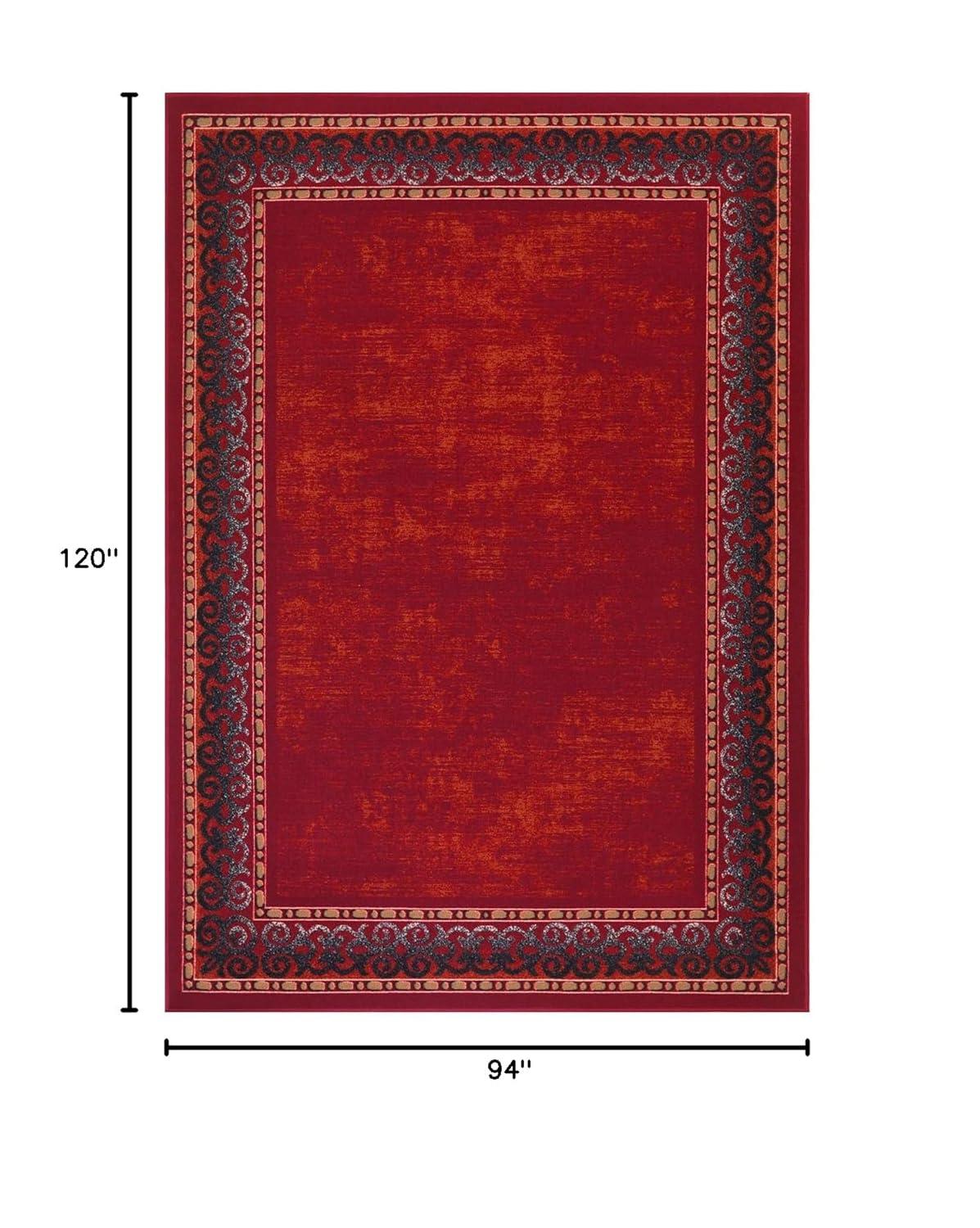 Antep Rugs Alfombras Bordered Modern 8x10 Non-Slip (Non-Skid) Low Pile Rubber Backing Indoor Area Rug (Maroon Red, 7'10" x 10')