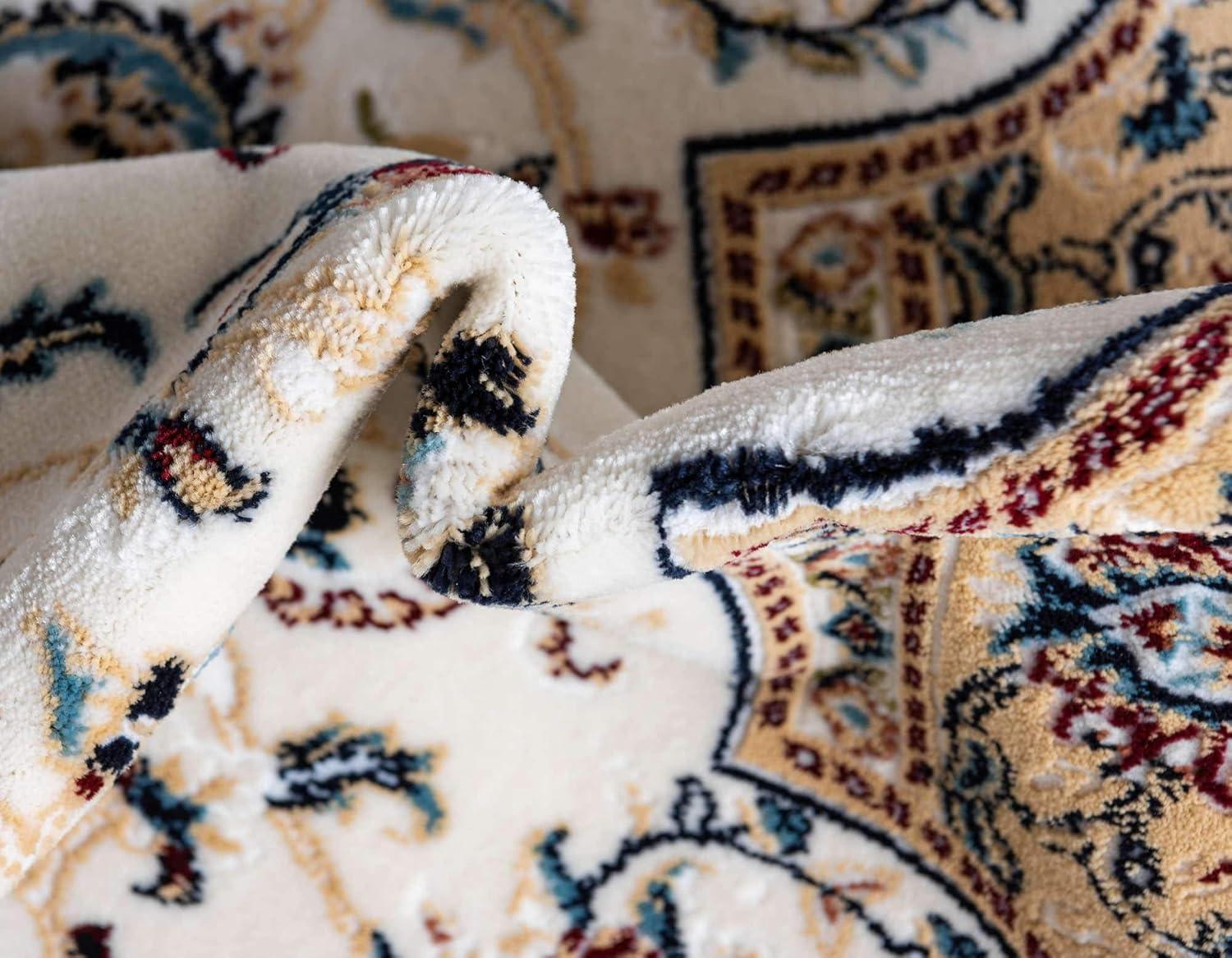 Rugs.com Rabia Collection Rug – 3' x 5' Ivory Low Rug Perfect For Entryways, Kitchens, Breakfast Nooks, Accent Pieces