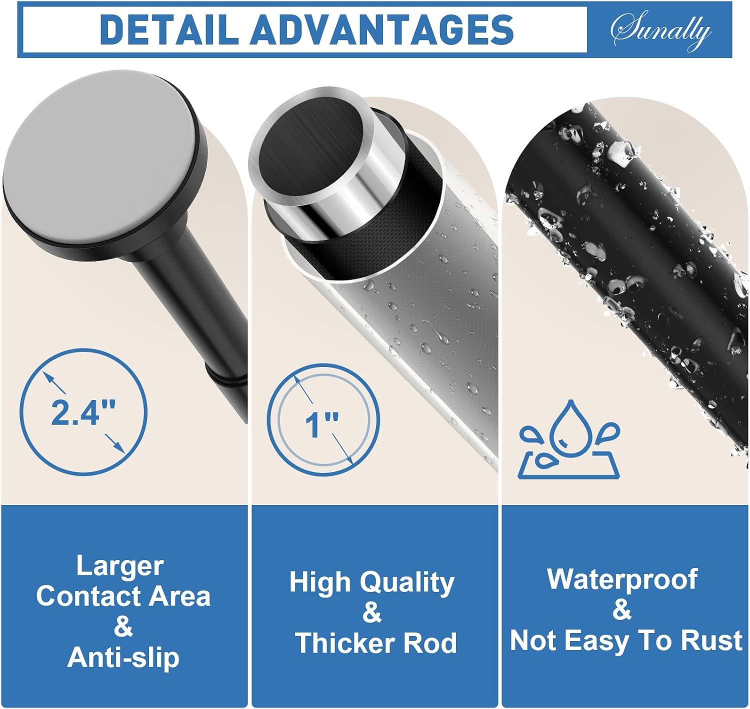 Adjustable Black Stainless Steel Tension Shower Curtain Rod