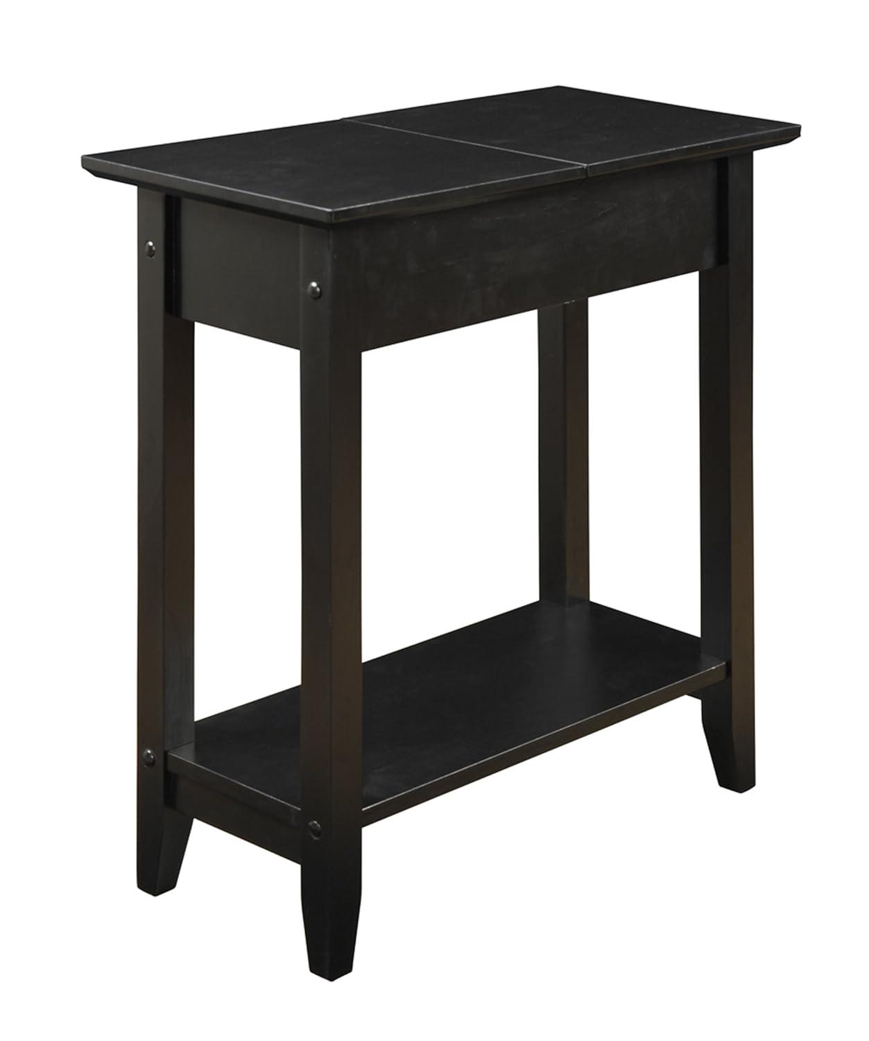 Convenience Concepts American Heritage 24 in. Tall Flip Top End Table, Black