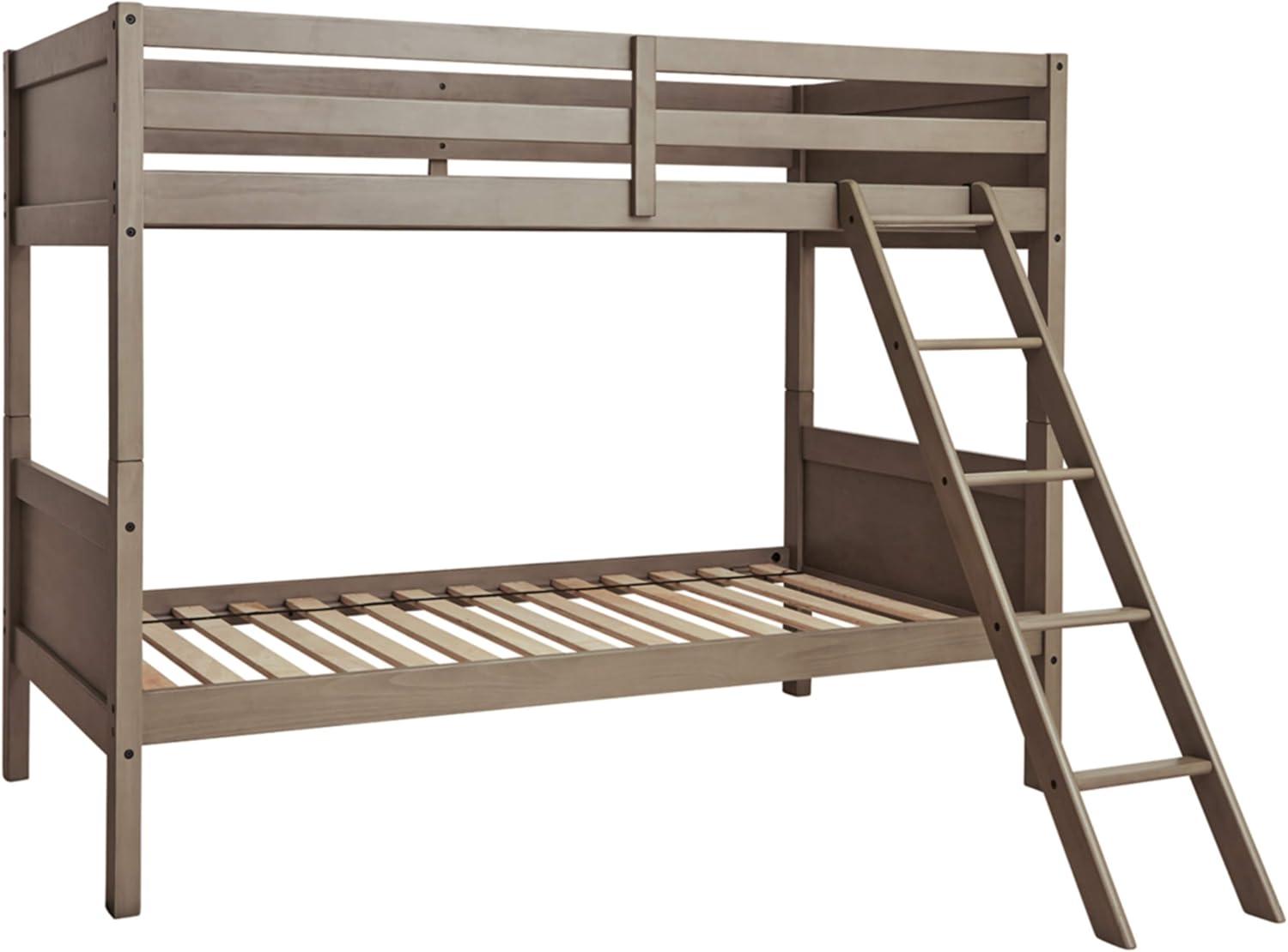 Signature Design by Ashley Casual Lettner Twin/Twin Bunk Bed with Ladder  Light Gray