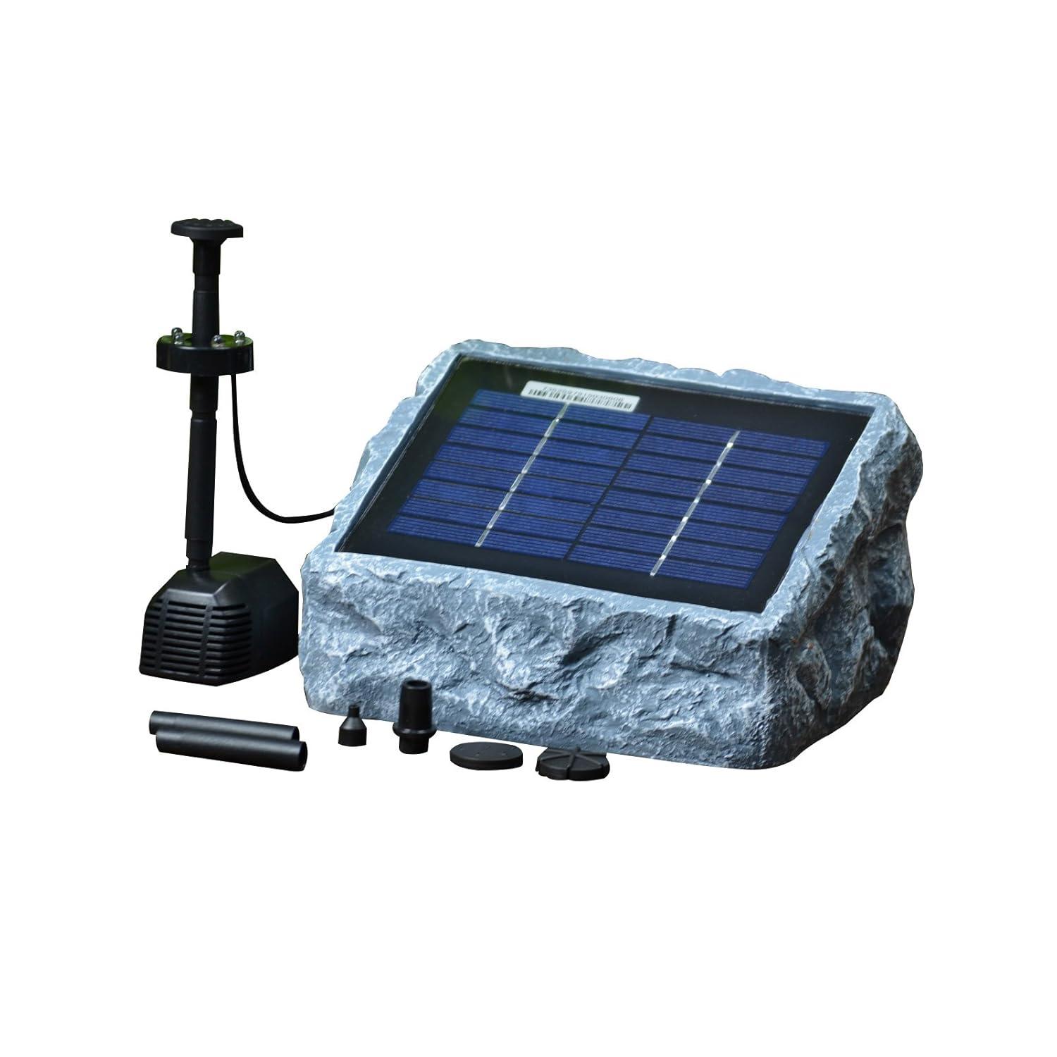 Gray Stone Solar Water Pump Kit with LED Light