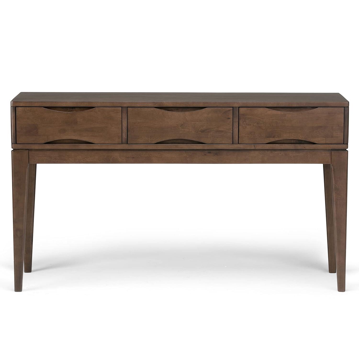 Simpli Home Harper 54"W Solid Hardwood Mid-Century Modern Storage Console Table with Drawers and Tapered Legs