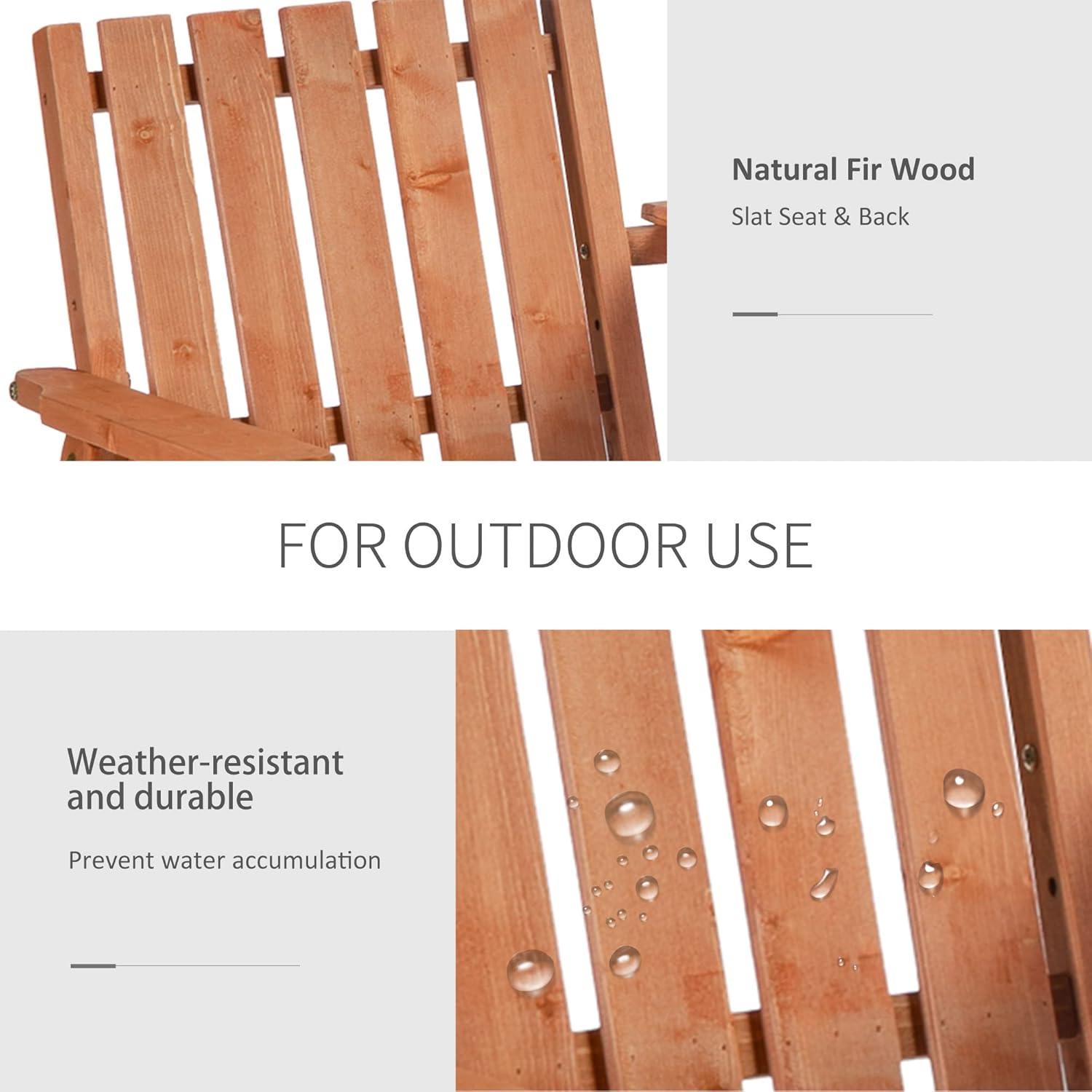 Outsunny Patio Bench, Wood Garden Bench with Center Table & Umbrella Hole, Wooden Outdoor 2 Chair Set, Slatted, Varnished, Orange