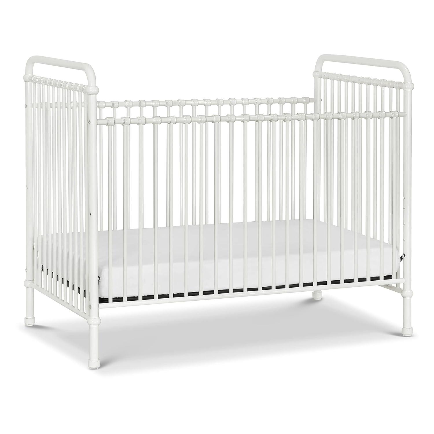 White Iron Toddler Convertible Crib with Vintage Design