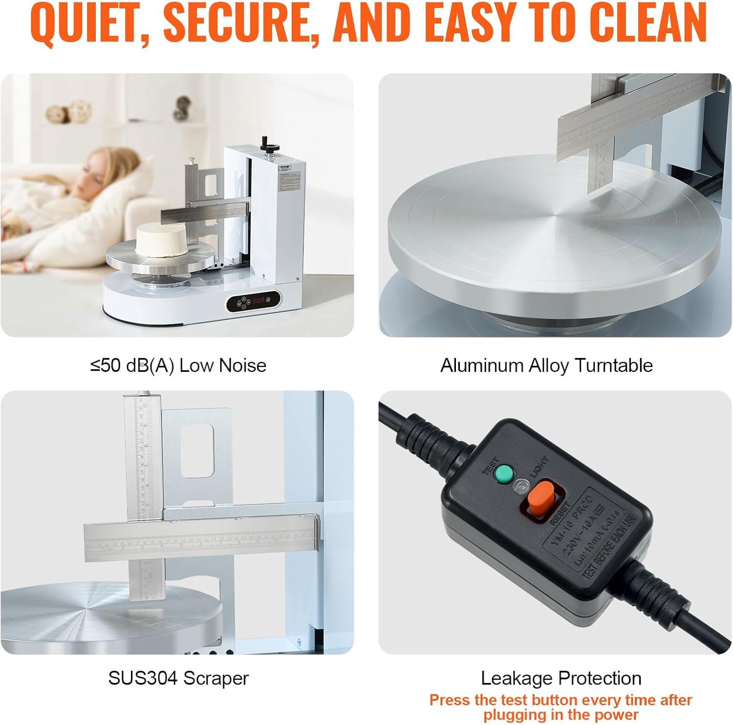 White Stainless Steel Cake Decorating Machine with Adjustable Turntable