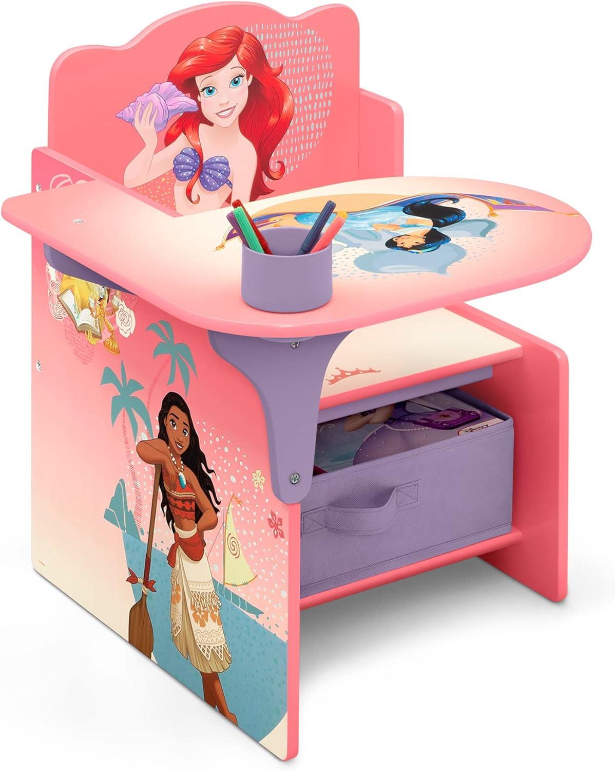 Disney Princess Chair Desk with Storage Bin - Ideal for Arts & Crafts, Snack Time, Homeschooling, Homework & More by Delta Children