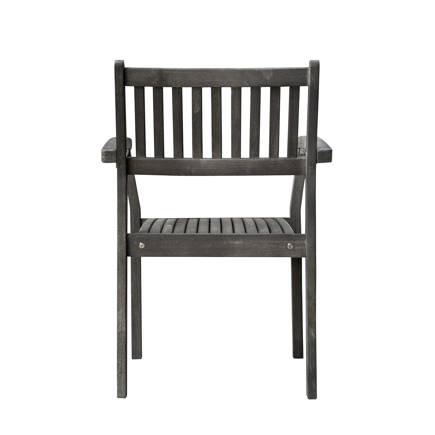 Elegant Hand-Scraped Acacia Wood Outdoor Stacking Armchair Set