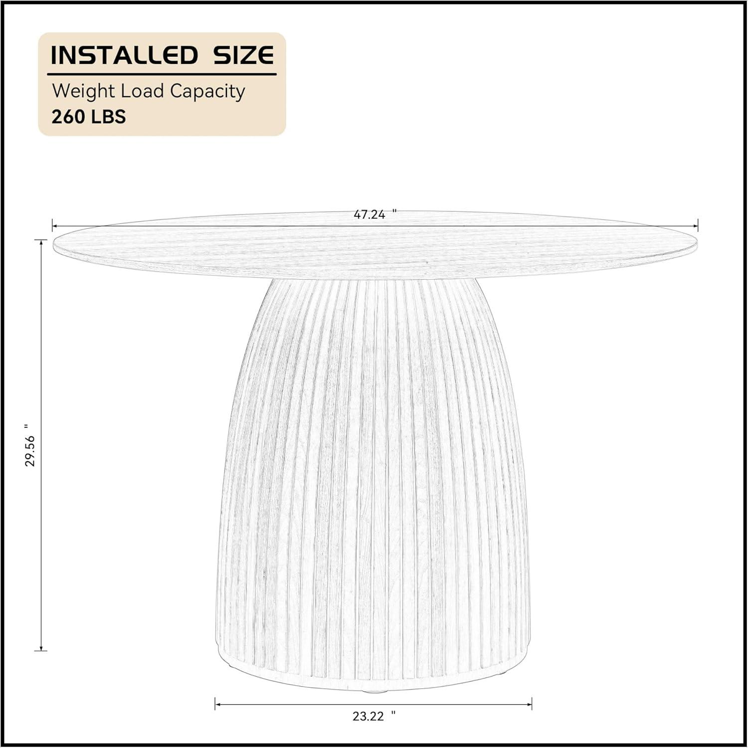 47'' Round Oak Pedestal Dining Table with MDF Top