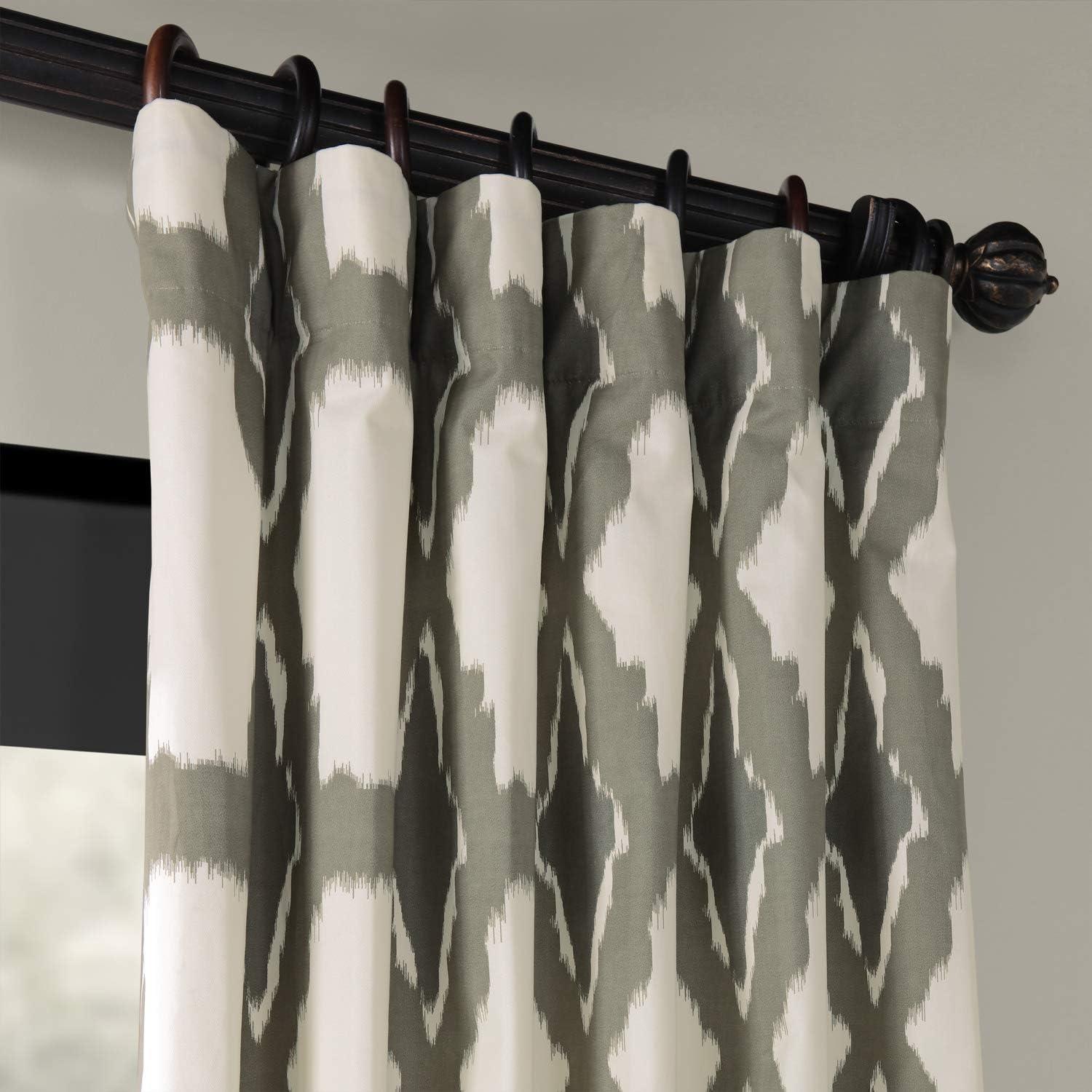 Mecca Blue Printed Cotton Curtain (1 Panel), Mecca Blue, 50W X 120L