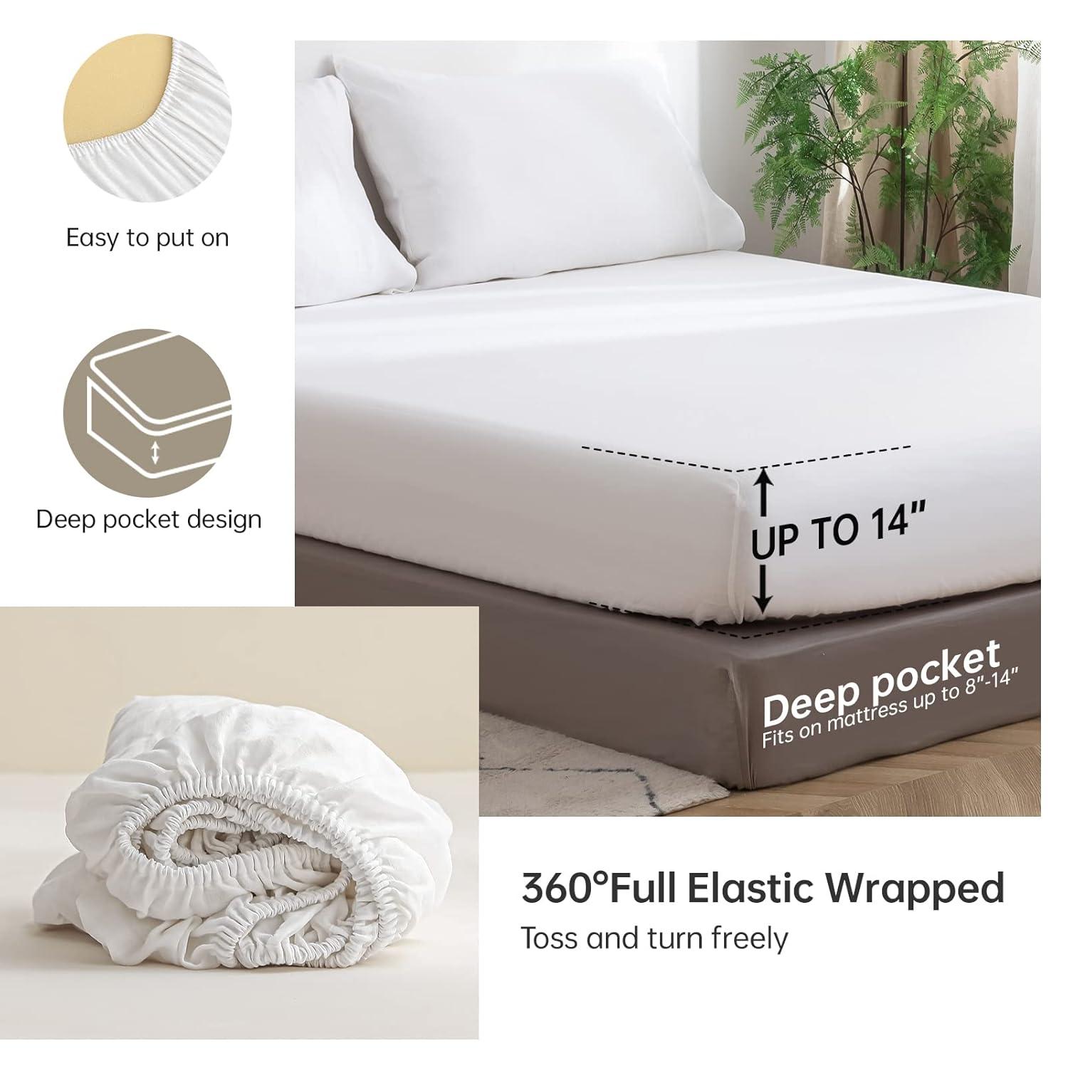 Simple&Opulence Belgian Linen Sheet Set Solid Color - 4 Pieces (1 Flat Sheet, 1 Fitted Sheet & 2 Pillowcases) Natural Flax Cotton Blend Soft Breathable Farmhouse Bedding - Full Size, White