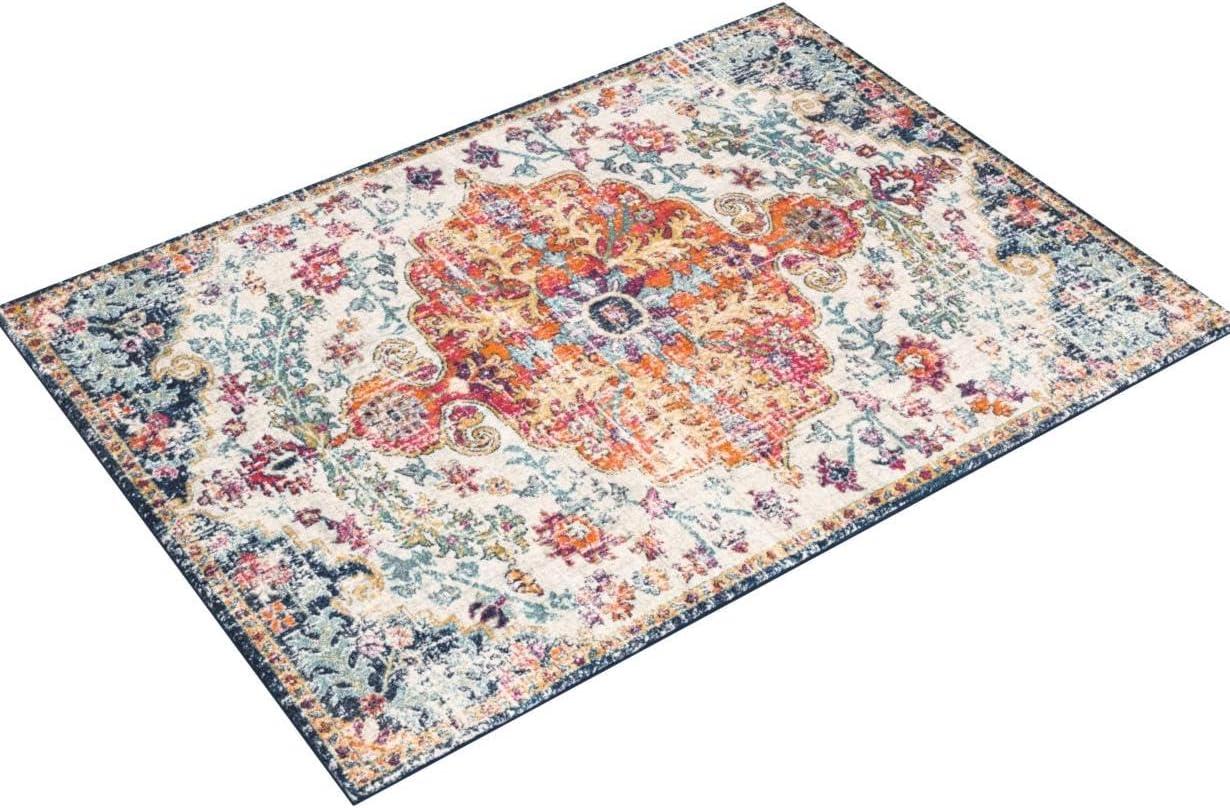 Harput 5'3" x 7'3" Red and Multi-Color Synthetic Area Rug