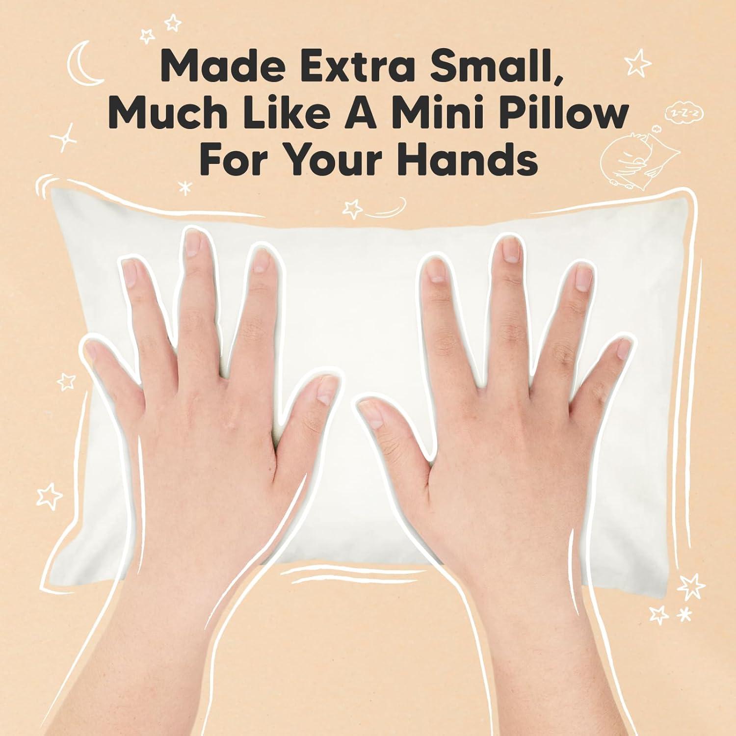 KeaBabies Mini Toddler Pillow with Pillowcase, 9x13 Small Pillow for Toddler, Soft Kids Pillow for Sleeping, Travel, Age 2-4 (Soft White)