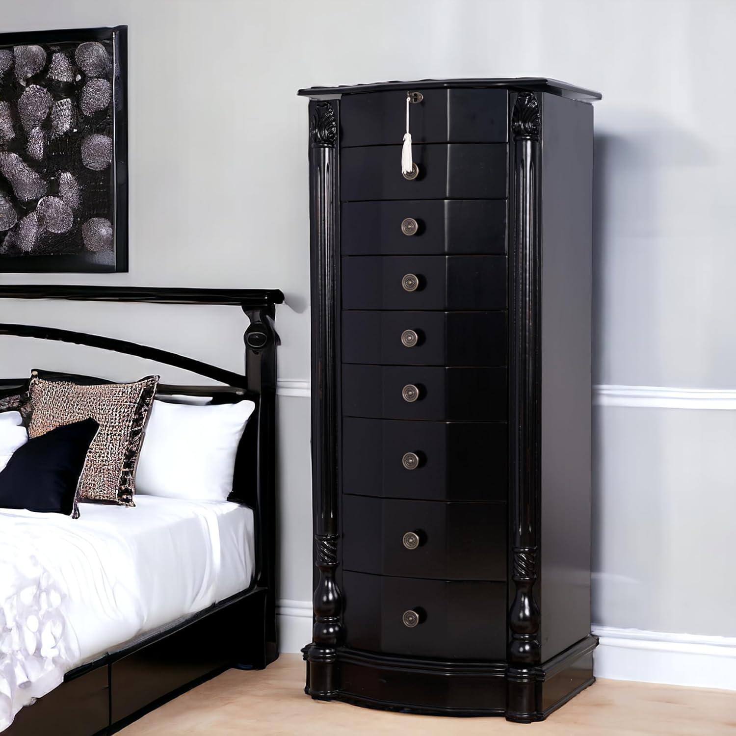 Hives and Honey Florence 8 Drawer Standing Jewelry Armoire - Rich Black