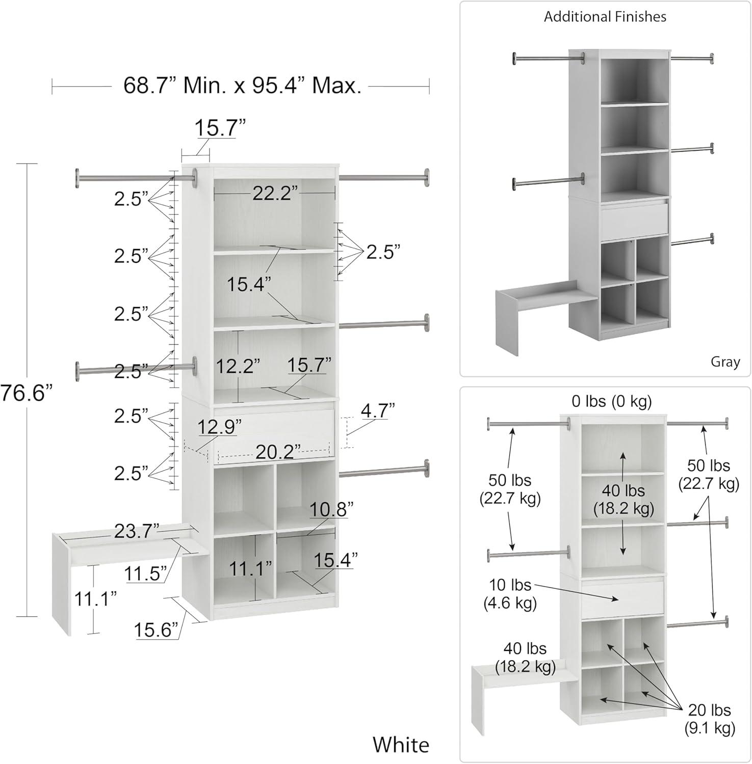 Little Seeds Grow with Me Adjustable Kids Closet Organizer System