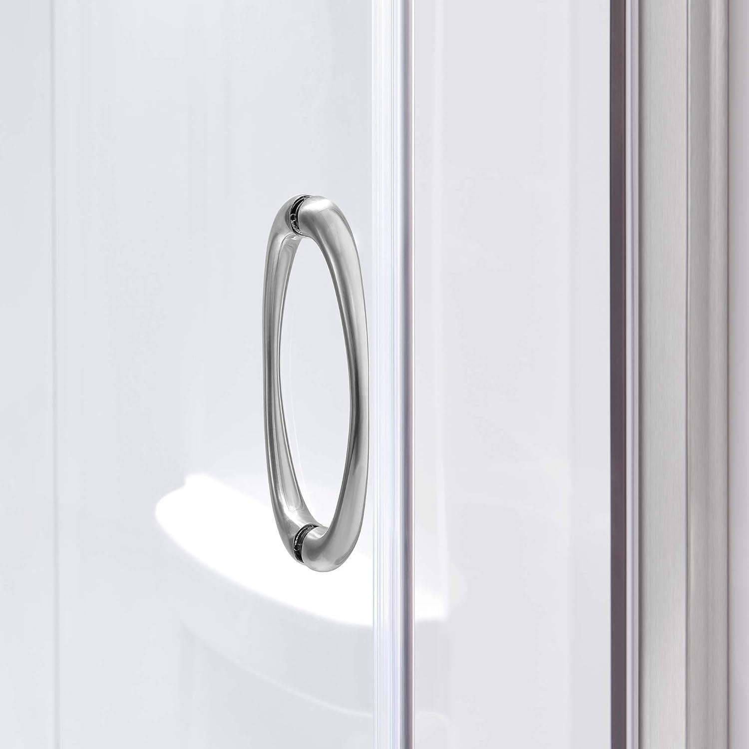 Breeze Framed 32 in. Round Sliding Shower Kit with Clear Glass Panels, Walls and Base included