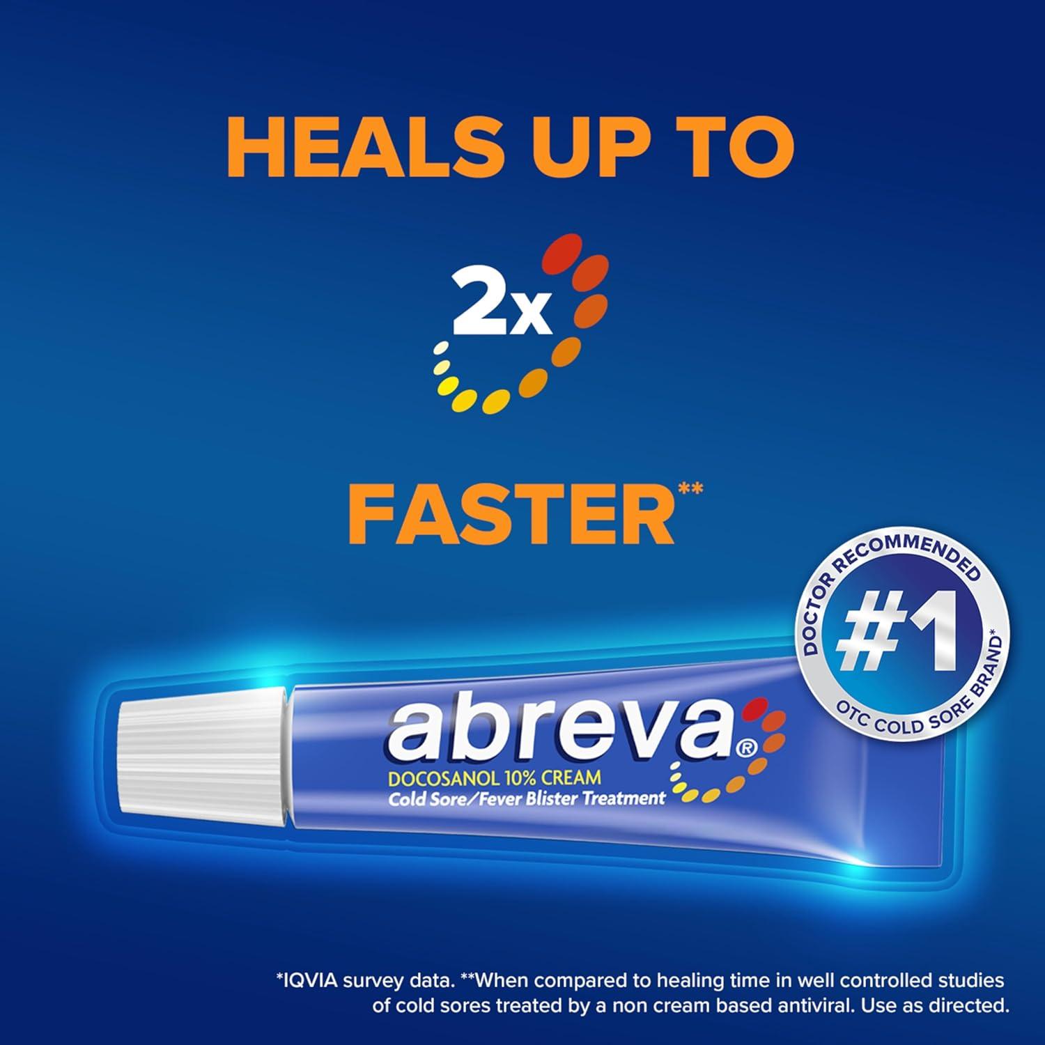 Abreva Docosanol 10% Cream Cold Sore/Fever Blister Treatment Tube - 0.07oz