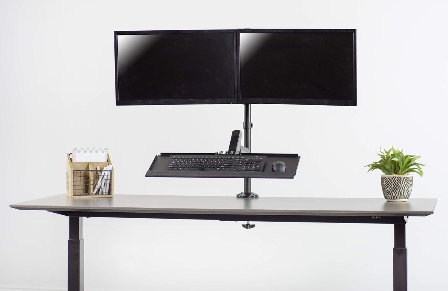 Sit to Stand Dual Monitor Desk Mount Workstation