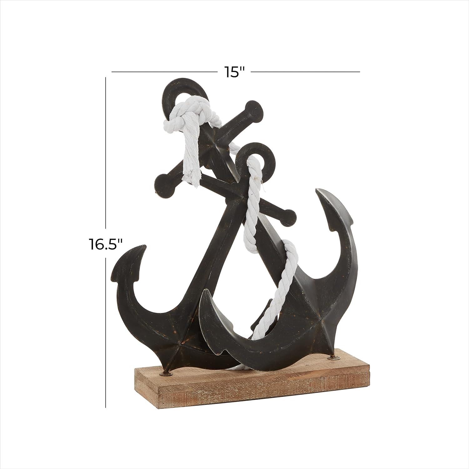 15" x 16" Black Metal Anchor Sculpture, by DecMode