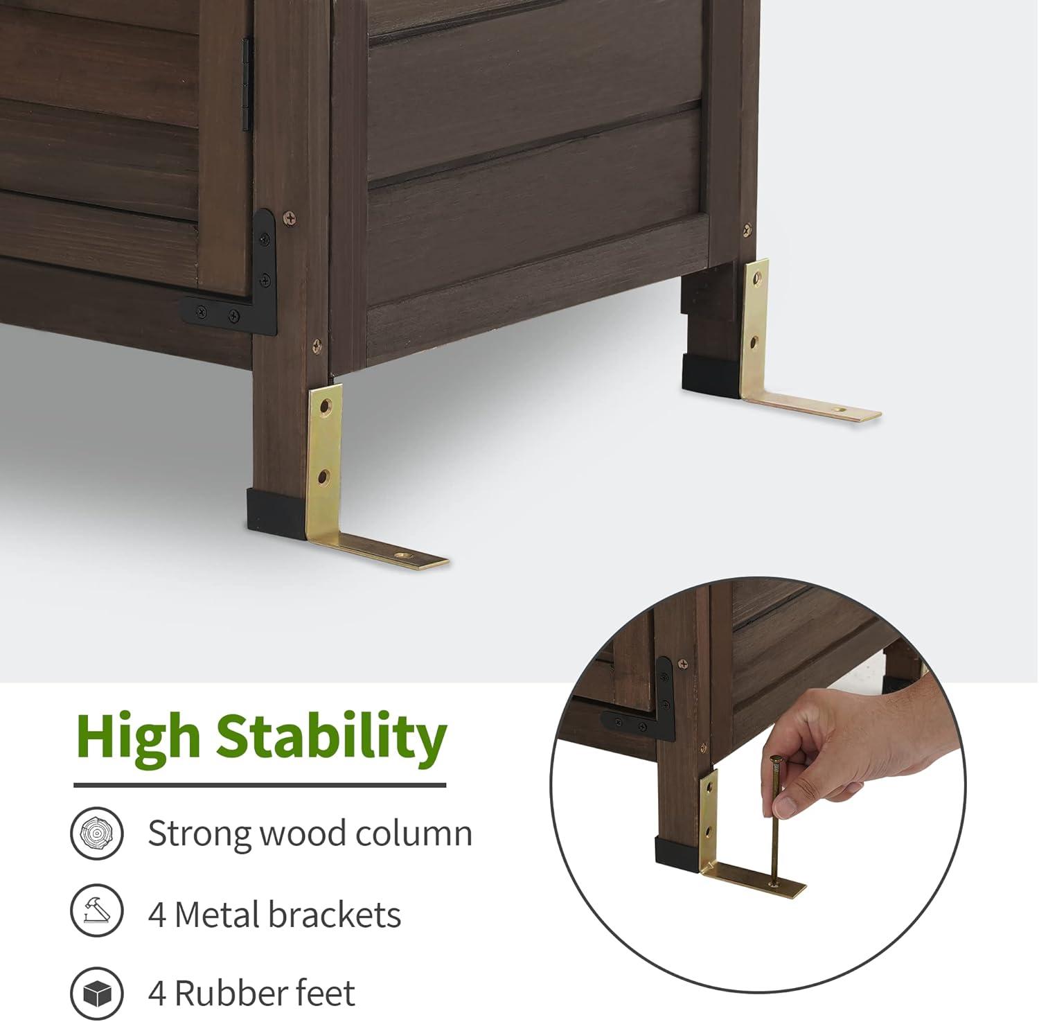Mcombo Outdoor Wood Storage Cabinet, Small Size Garden Wooden Tool Shed with Double Doors 0985