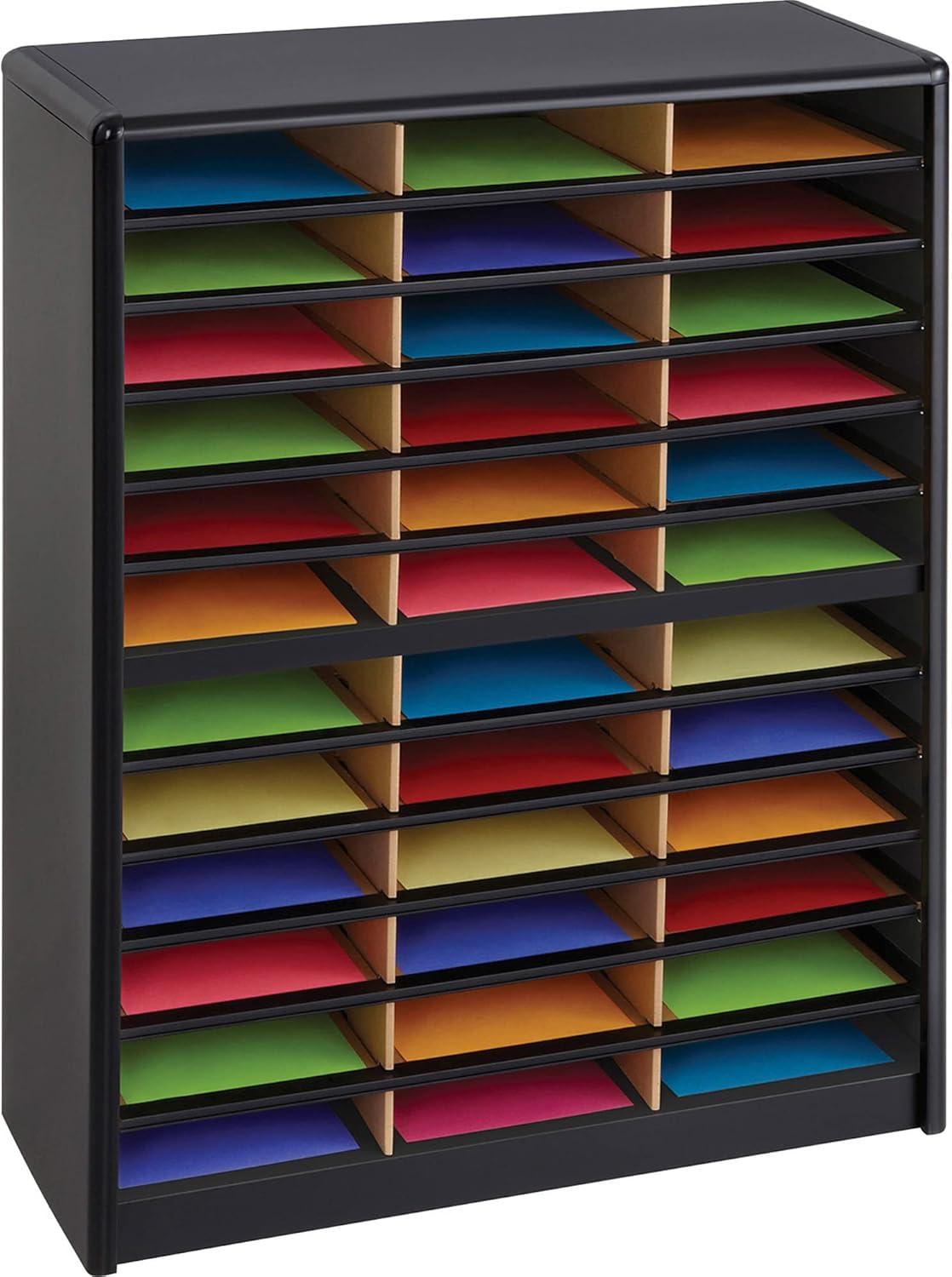 Safco Value Sorter 36 Compartment Metal Flat Files Organizer in Black