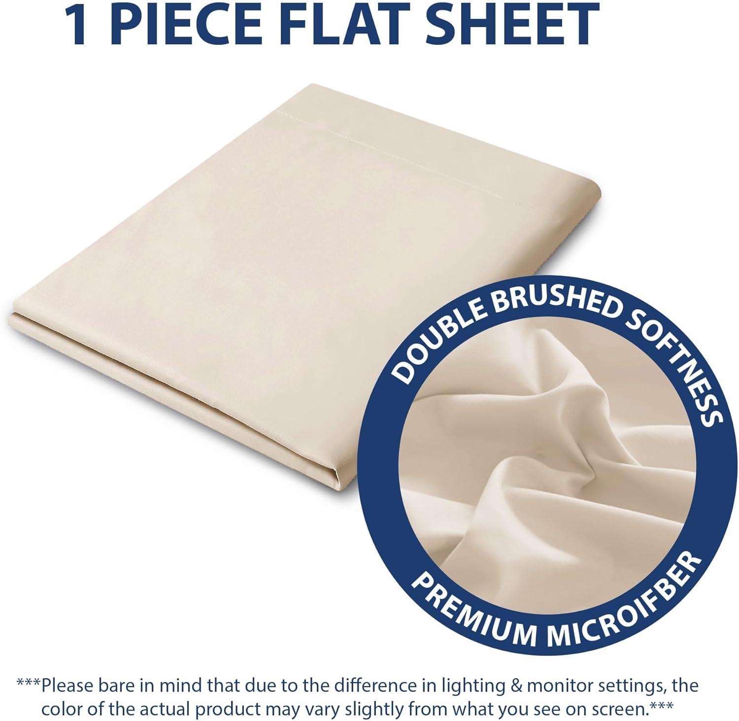 Cream Queen Solid Microfiber Flat Sheet